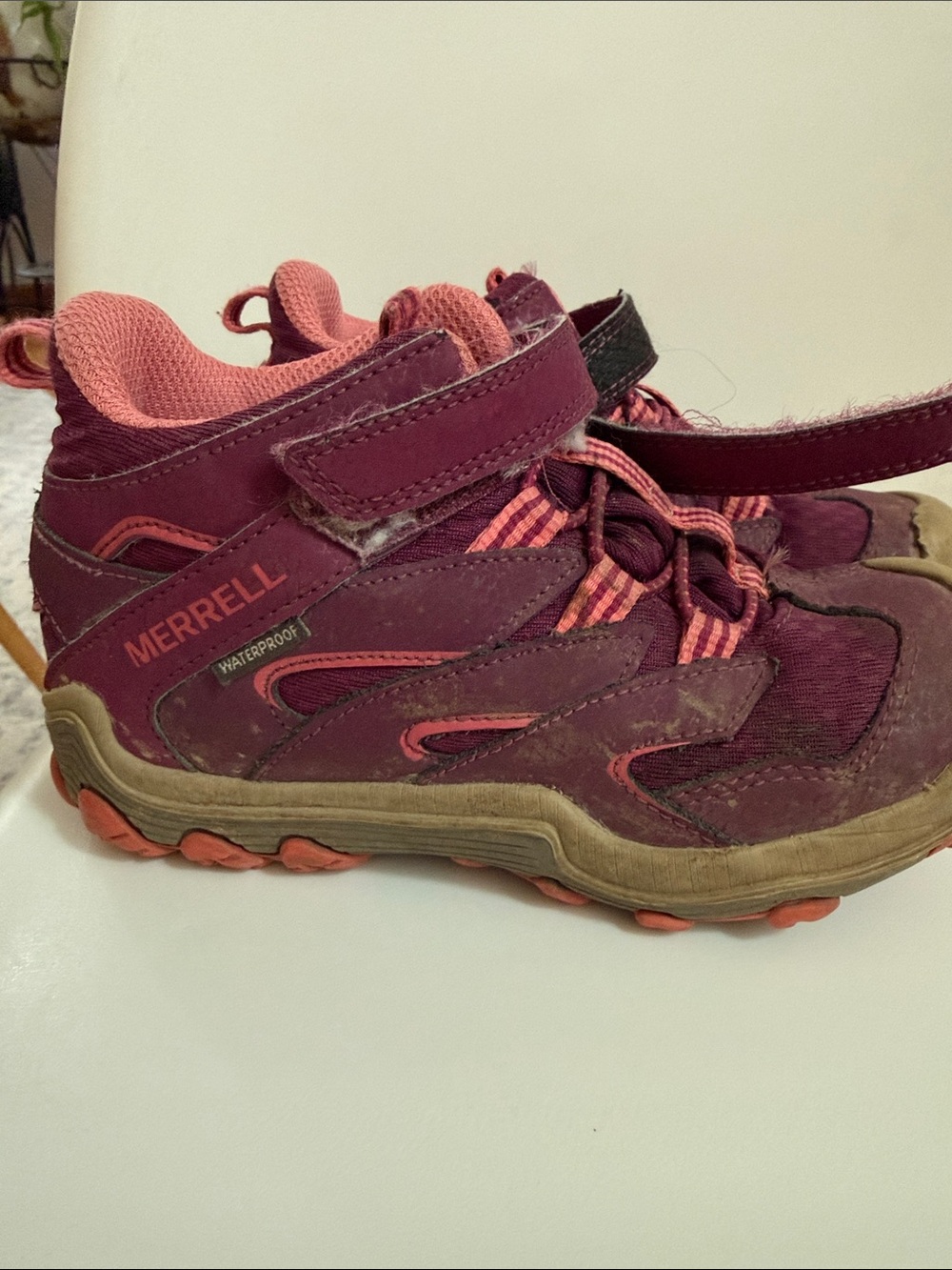 Merrell Kids Burgundy and Pink Waterproof Hiking Boots